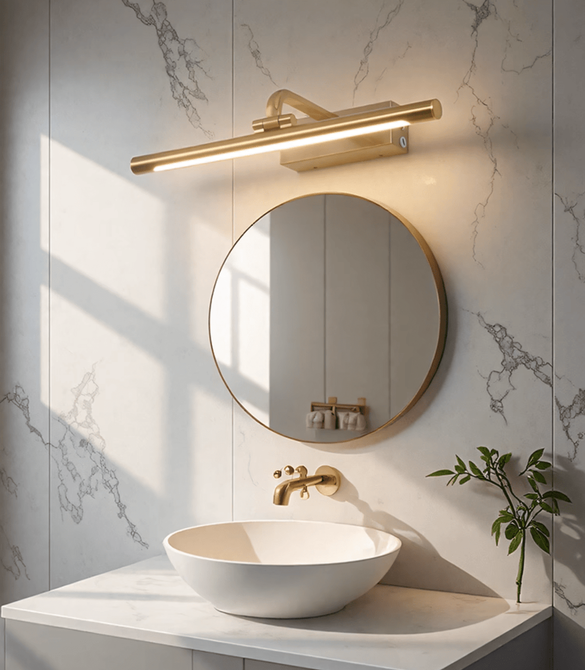 Geth aplique de pared con marco dorado recargable