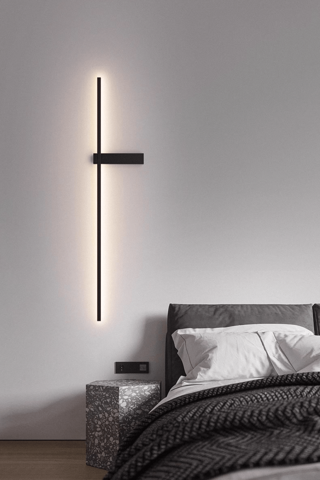 Mesv aplique de pared lineal recargable negro