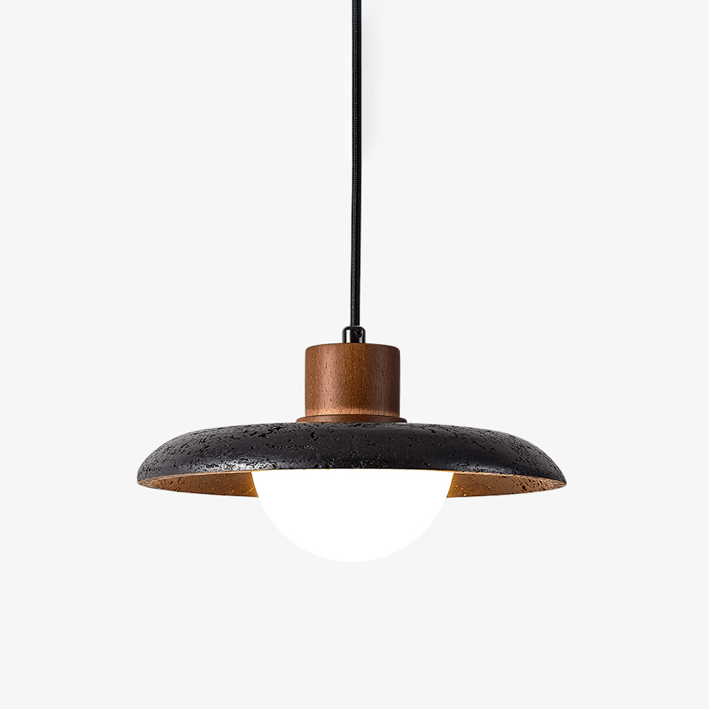 Zenk lámpara colgante de cúpula en travertino negro