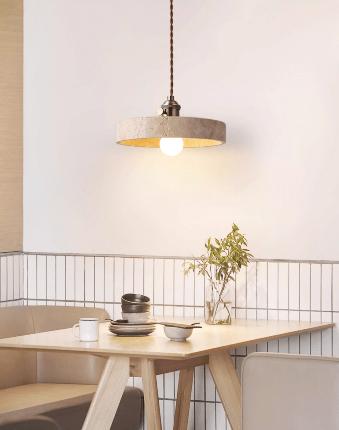 Ralv lámpara colgante minimalista en travertino amarillo