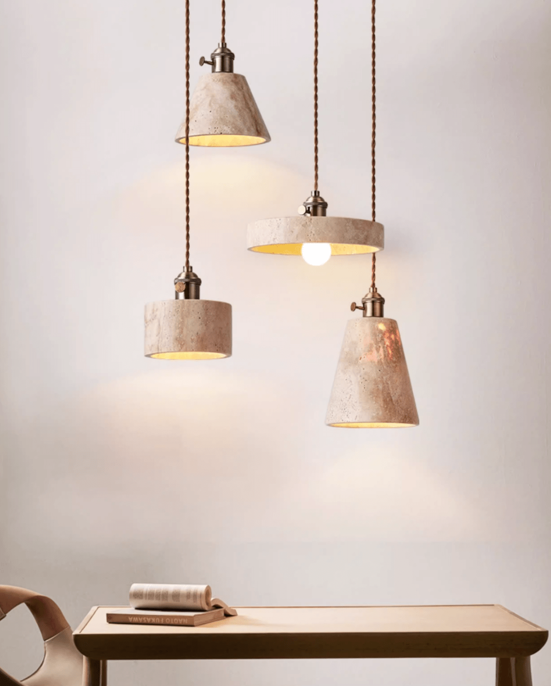 Ralv lámpara colgante minimalista en travertino amarillo