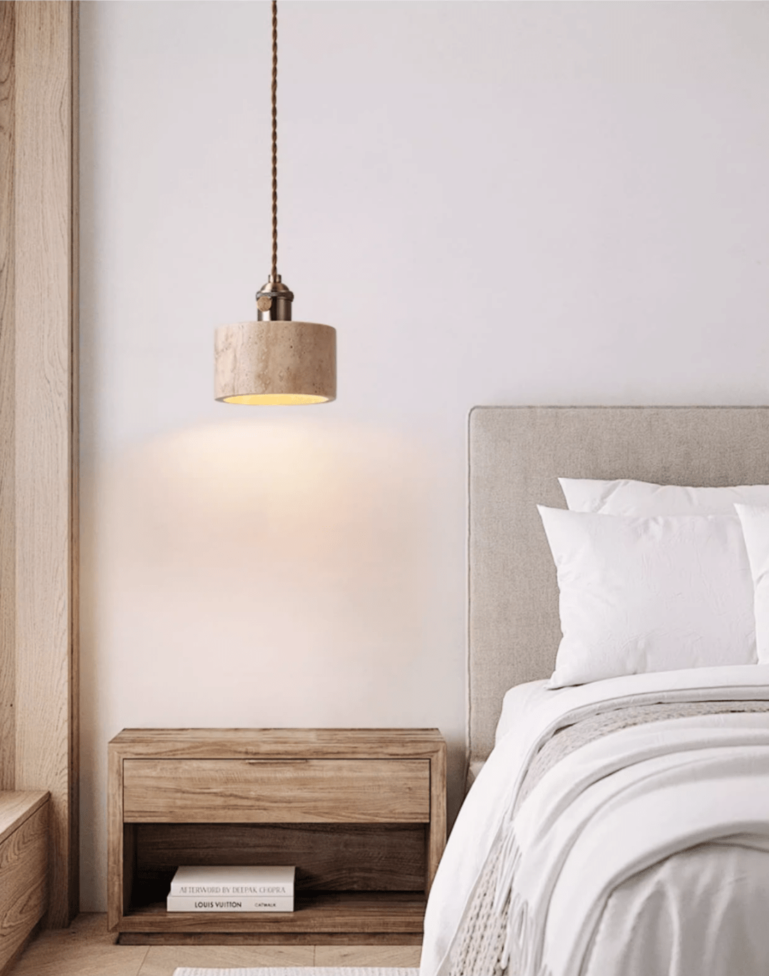 Ralv lámpara colgante minimalista en travertino amarillo