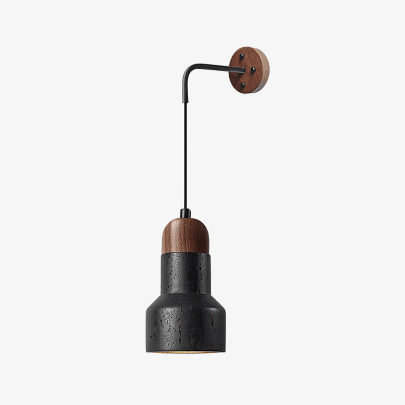 Alcarion aplique de pared vintage negro con cuerda de travertino