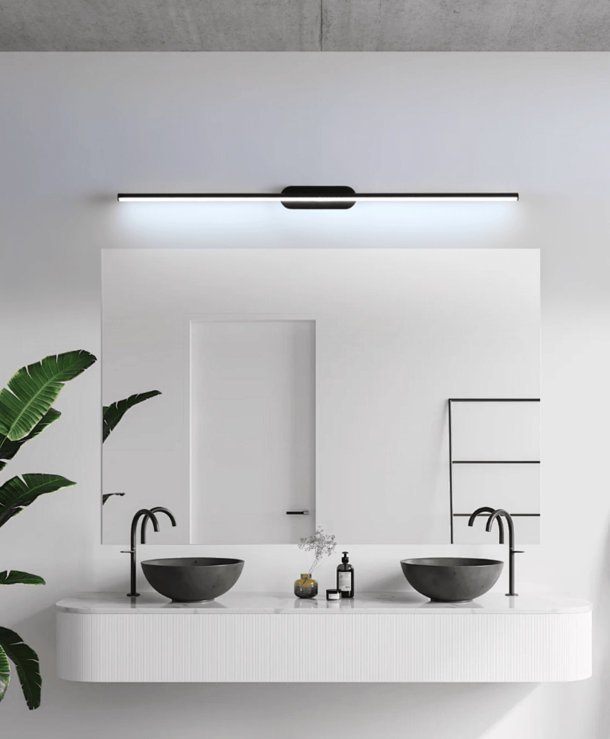 Qirma aplique de pared negro lineal minimalista delgado