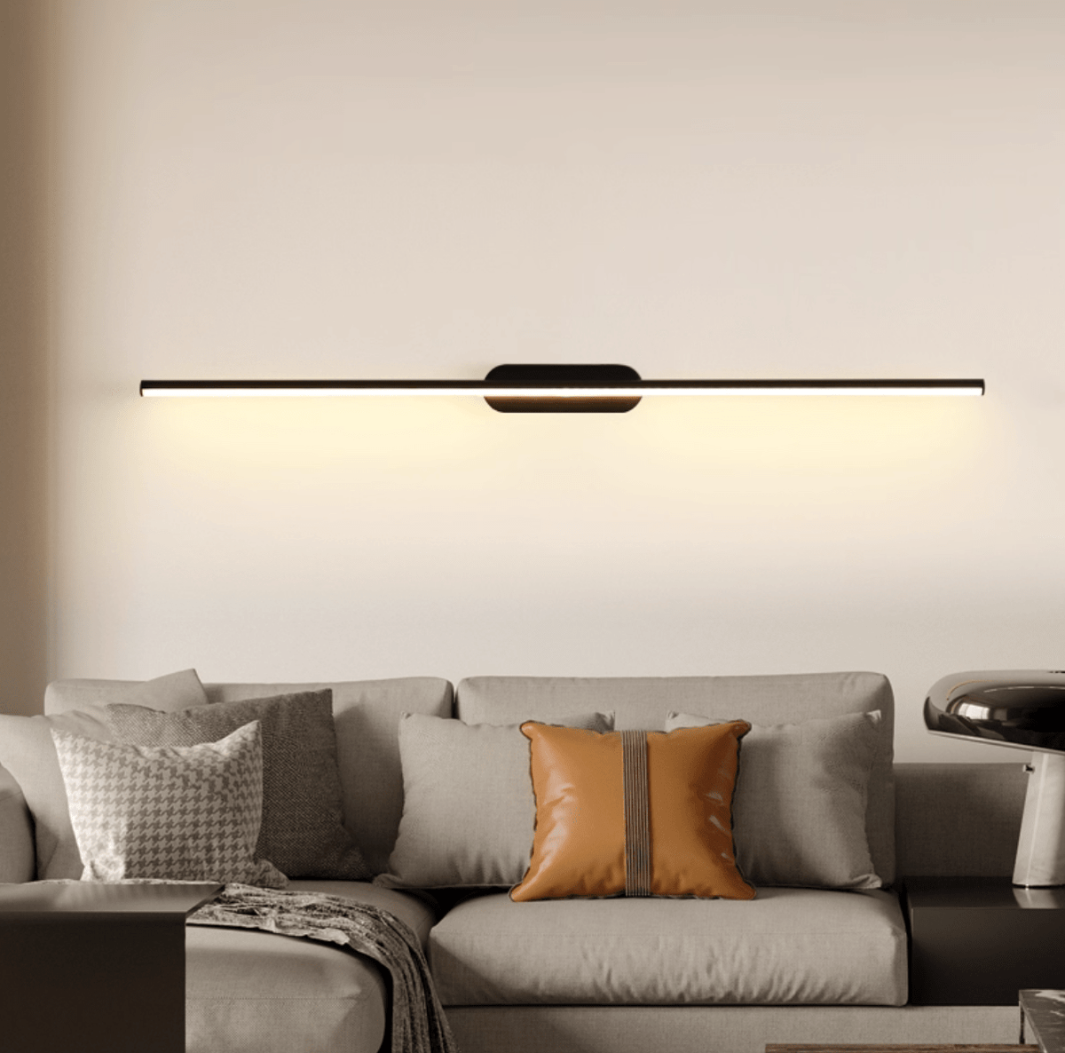 Qirma aplique de pared negro lineal minimalista delgado