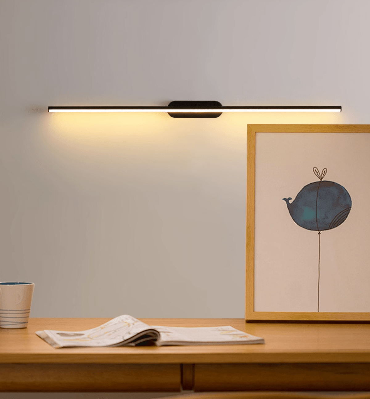Qirma aplique de pared negro lineal minimalista delgado
