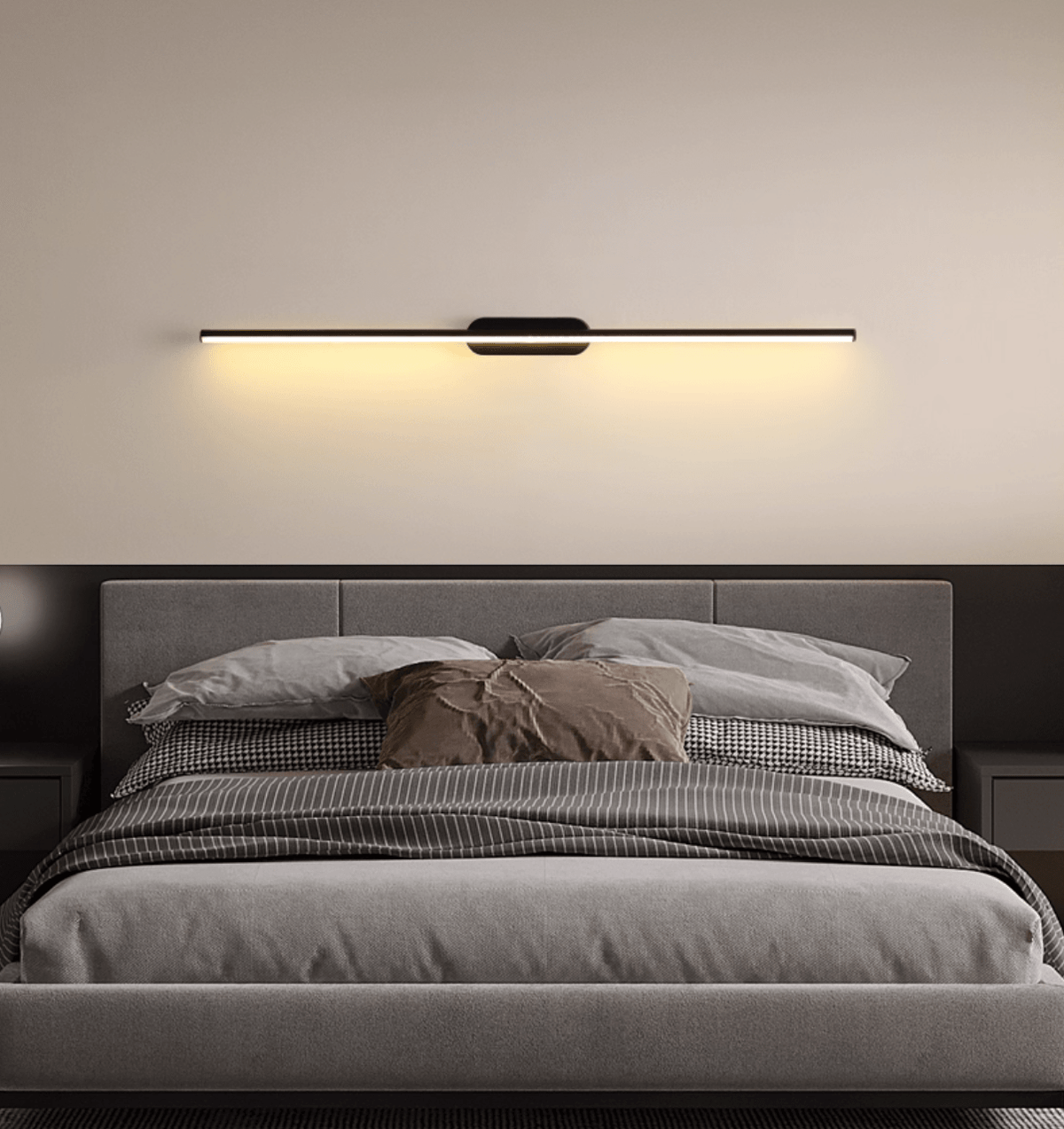 Qirma aplique de pared negro lineal minimalista delgado