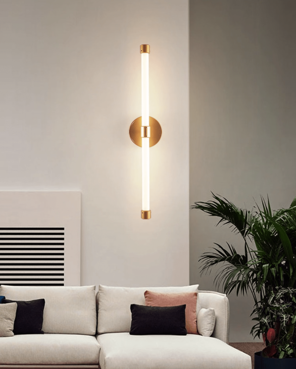 Voske aplique de pared vertical tubular minimalista en latón