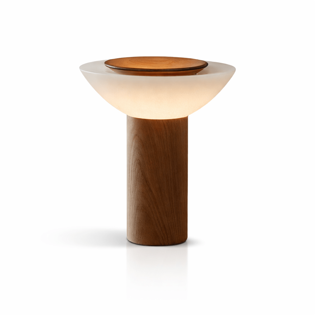 Rinenine lámpara de mesa de madera