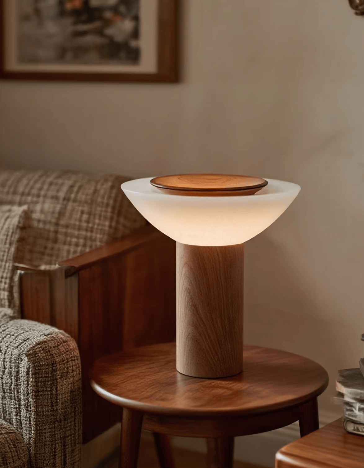 Rinenine lámpara de mesa de madera