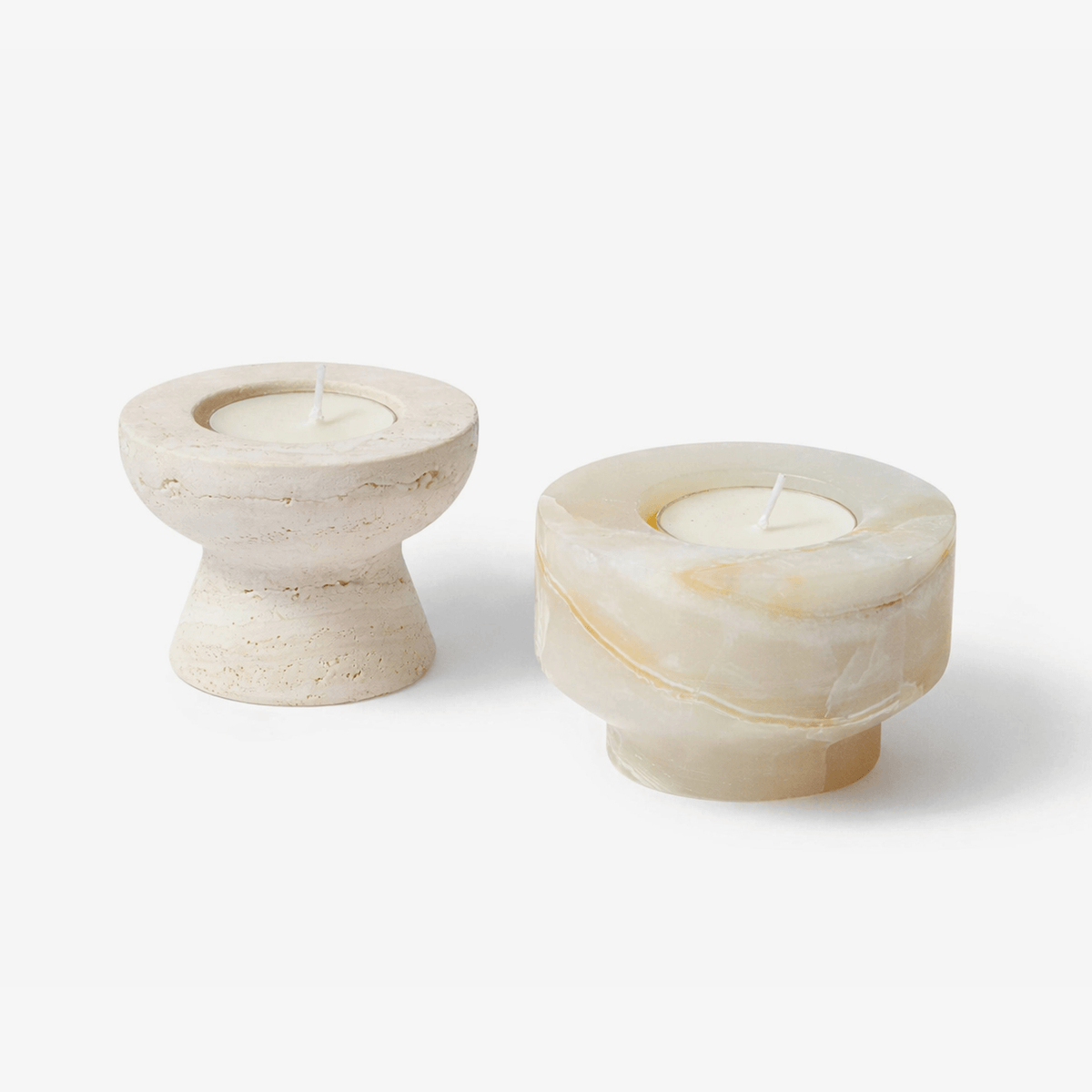 Nerinise Juego de soportes para velas de piedra