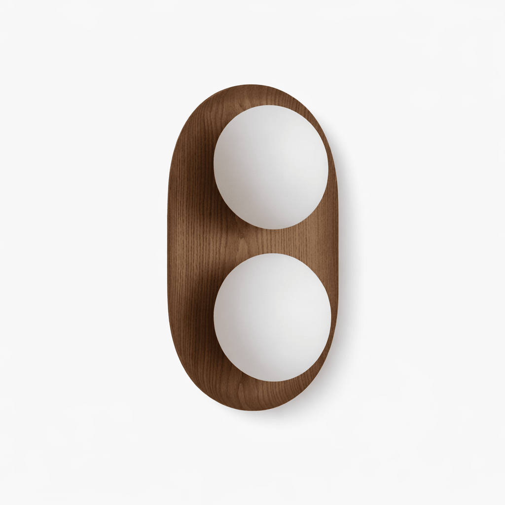 Twin aplique de pared Orb en madera
