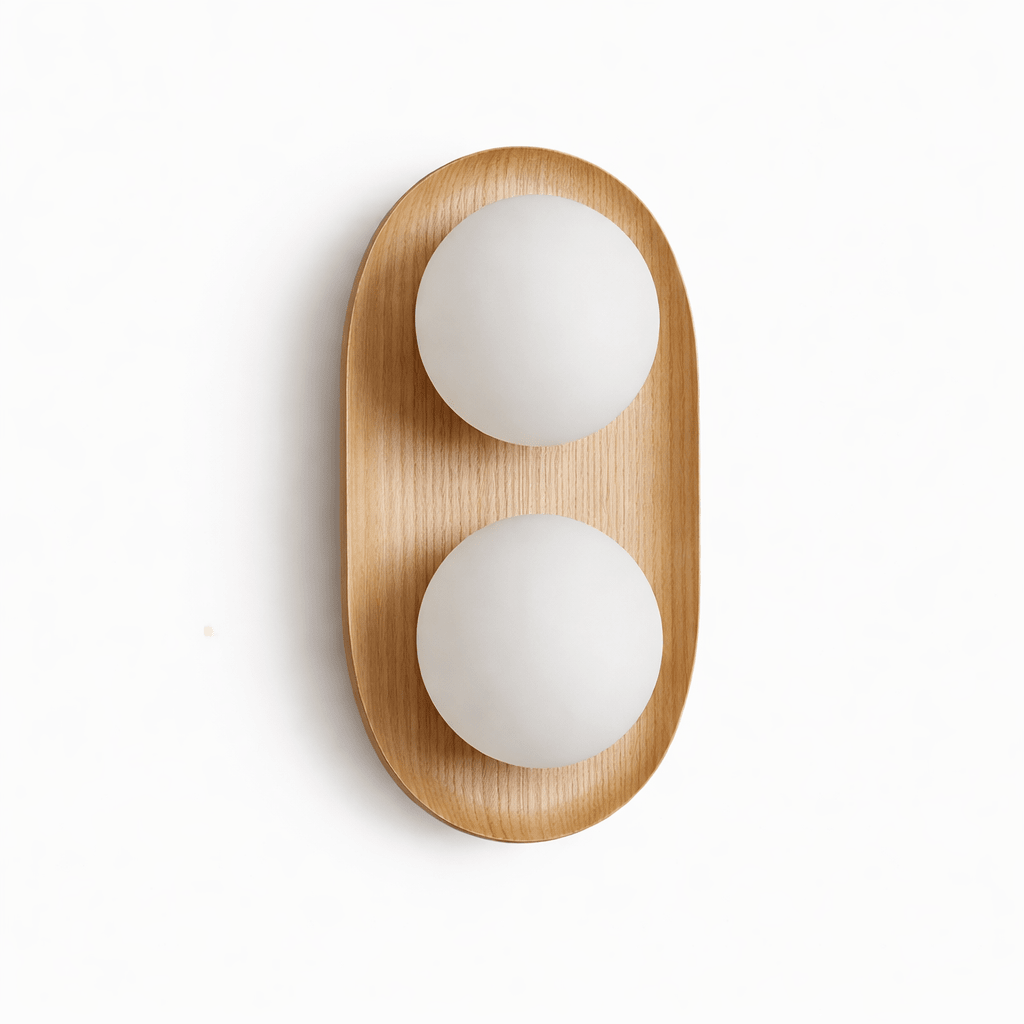 Twin aplique de pared Orb en madera