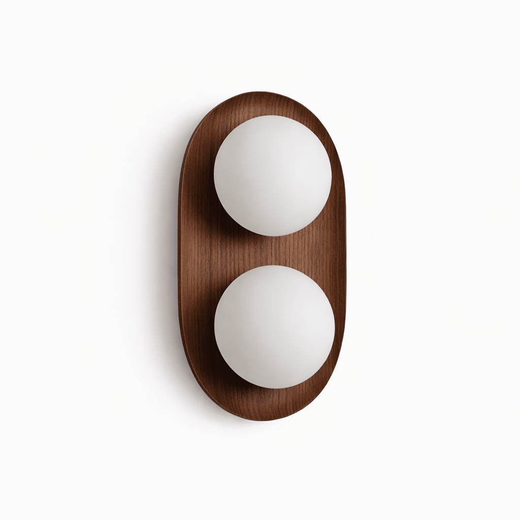 Twin aplique de pared Orb en madera