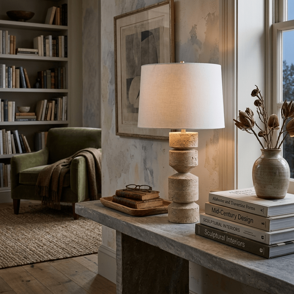 Tessara lámpara de mesa de travertino