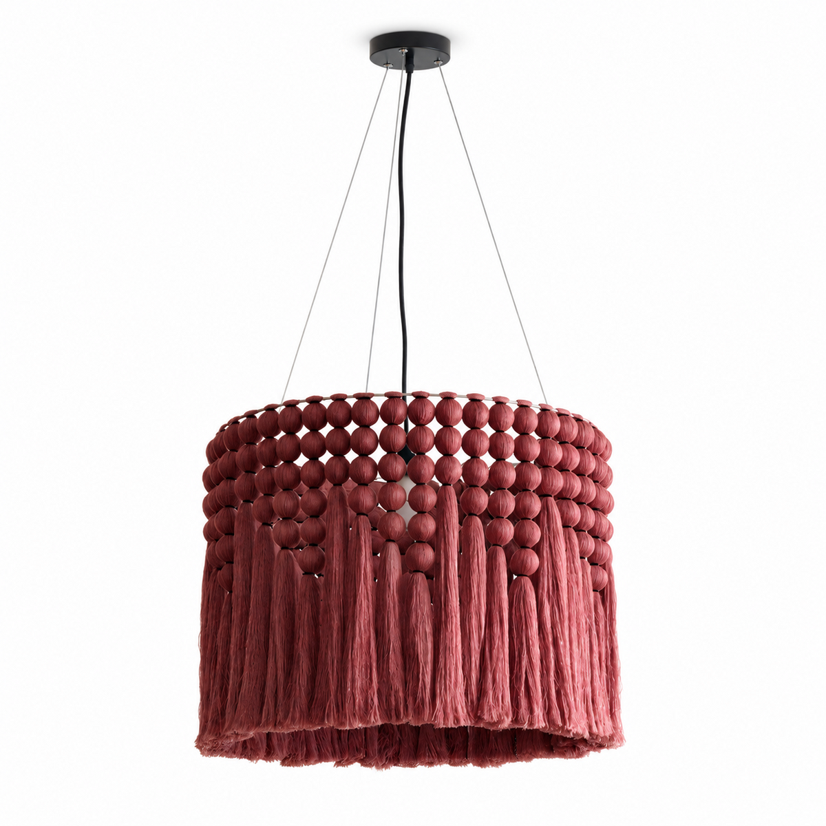 Verleigh Lámpara colgante de macramé con borlas