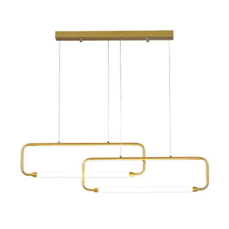 Arisha Moderna Rectangular Metal Lámpara Colgante, Negra/Dorada