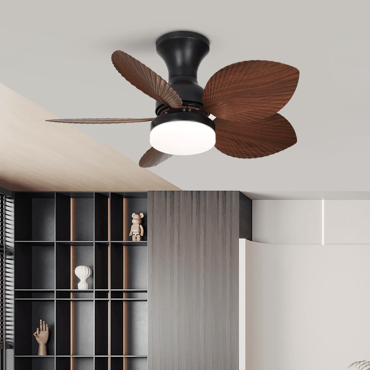 Rinirian ventilador de techo con luz Vintage de madera