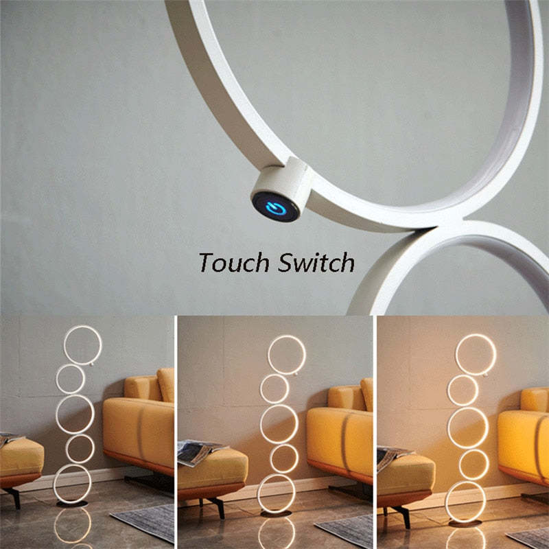 Mira Moderna Geométrico Metal/Silicio LED Lámpara de Pie Negra/Blanca
