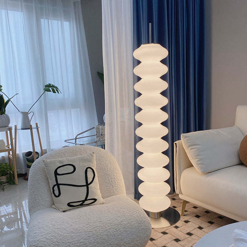 Mira Moderna Diseño Metal/Vidrio LED Lámpara de Pie Blanca