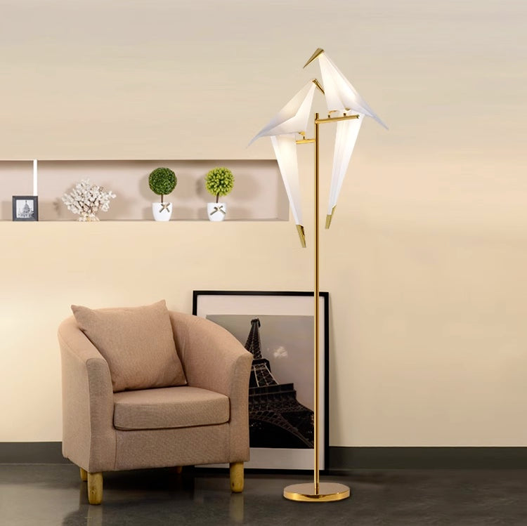 Mira Moderna Geométrico Metal/Acrílico LED Lámpara de Pie Blanca