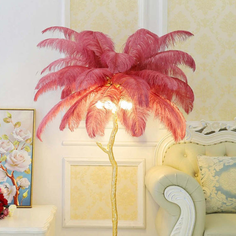 O'Moore Luxury Árbol Pluma/Resina Lámpara de Pie/Mesa