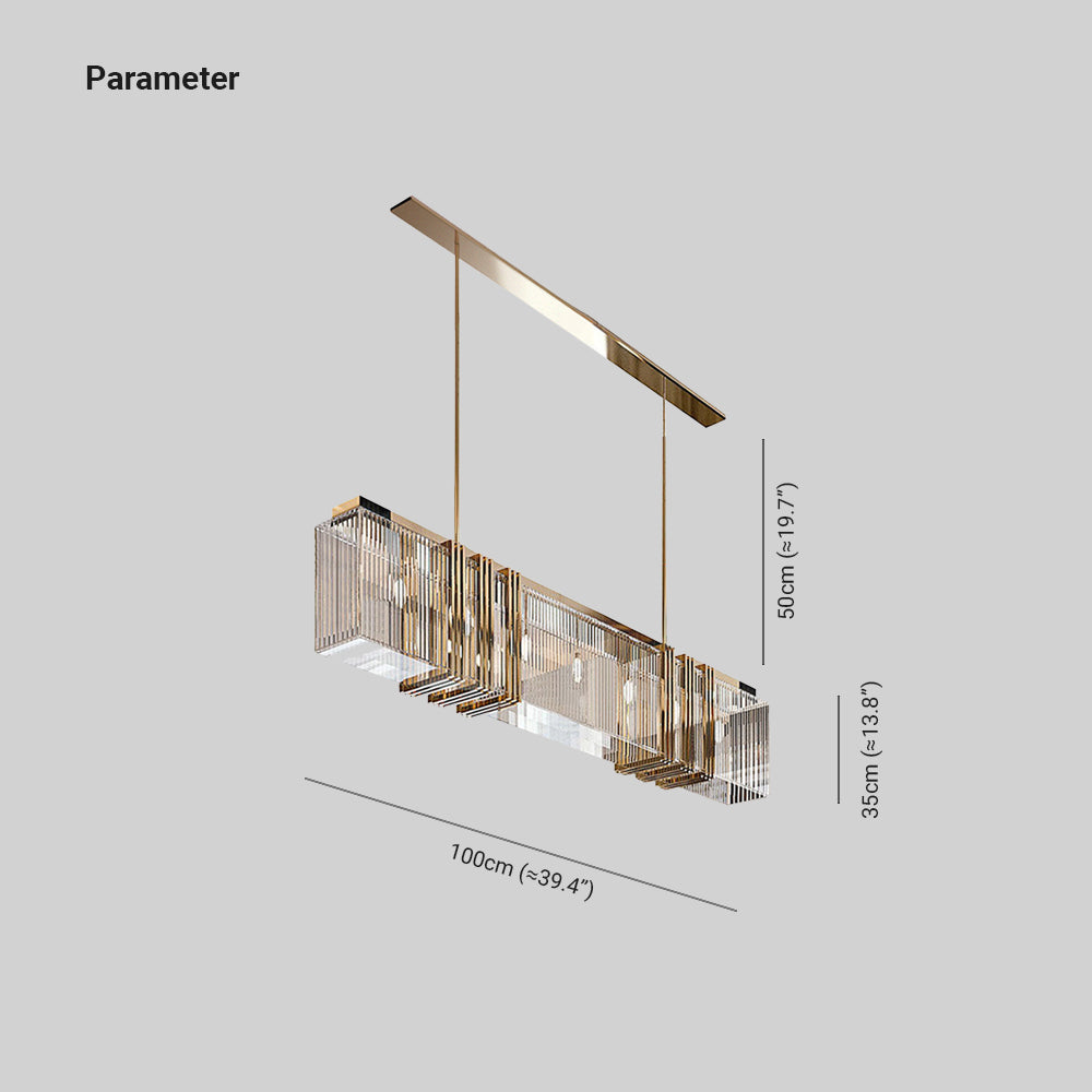 Arisha Moderna Rectangular Metal Lámpara Colgante Luja Dorado