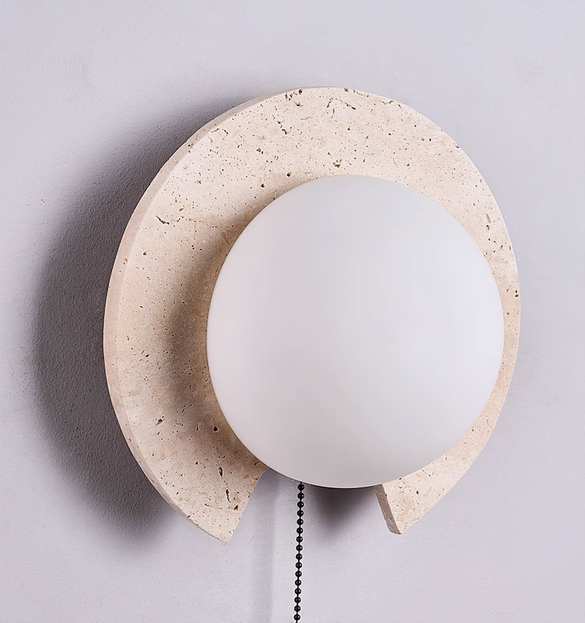 Zamaryra aplique de pared con pantalla semicircular de travertino