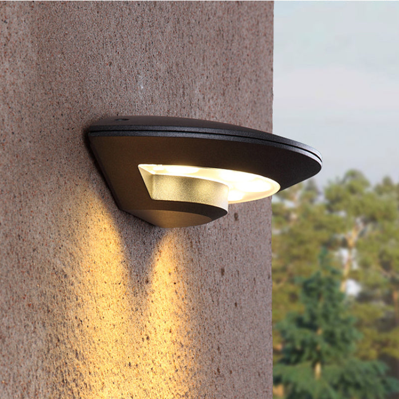 Ray Diseño Plato Metal Aplique de Pared Exterior Negro