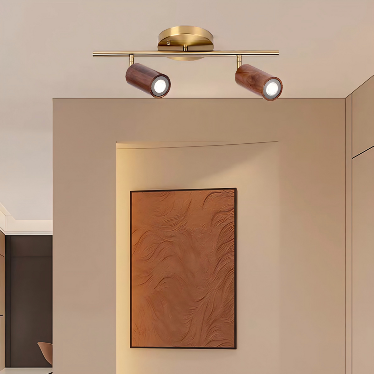 Elvarena Lámpara de riel LED de madera