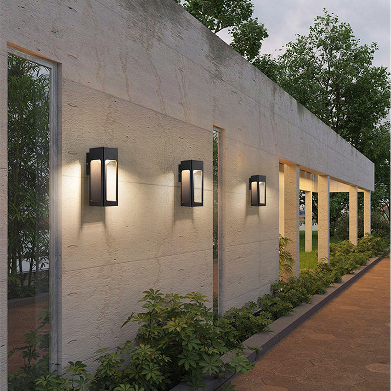 Ray Moderno Rectangular Aplique de Pared Exterior Negro