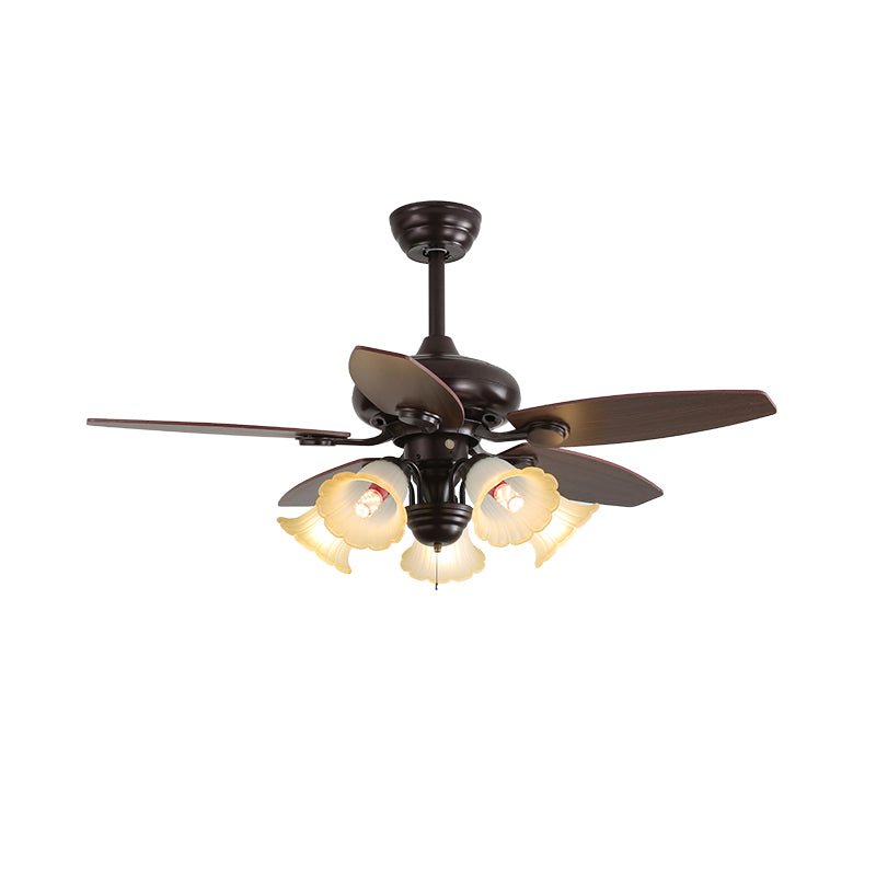 Elvael ventilador de techo con luz clásico de madera y vidrio
