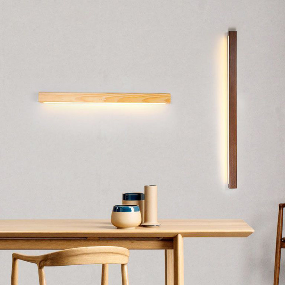 Muto Minimalista Lineal LED Madera Aplique de Pared Marrón/Madera