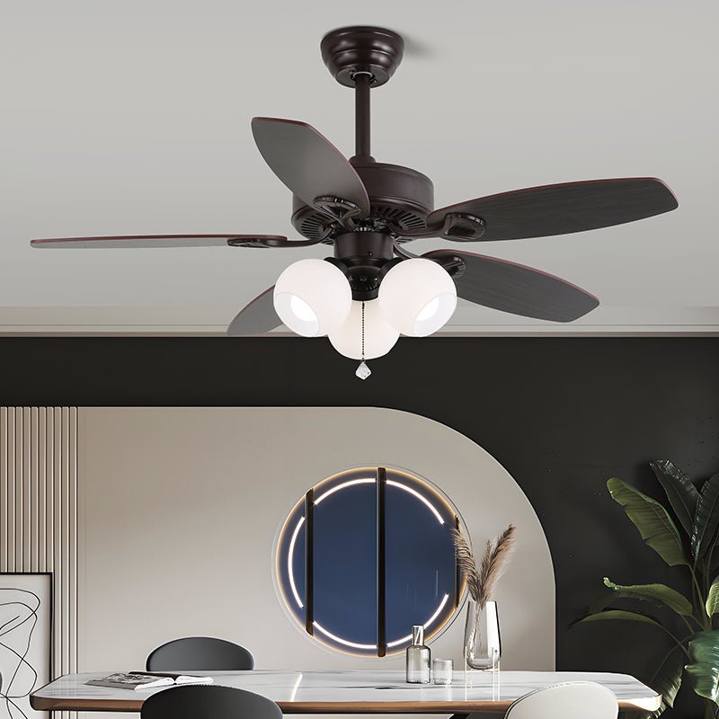 Elvael ventilador de techo con luz clásico de madera y vidrio