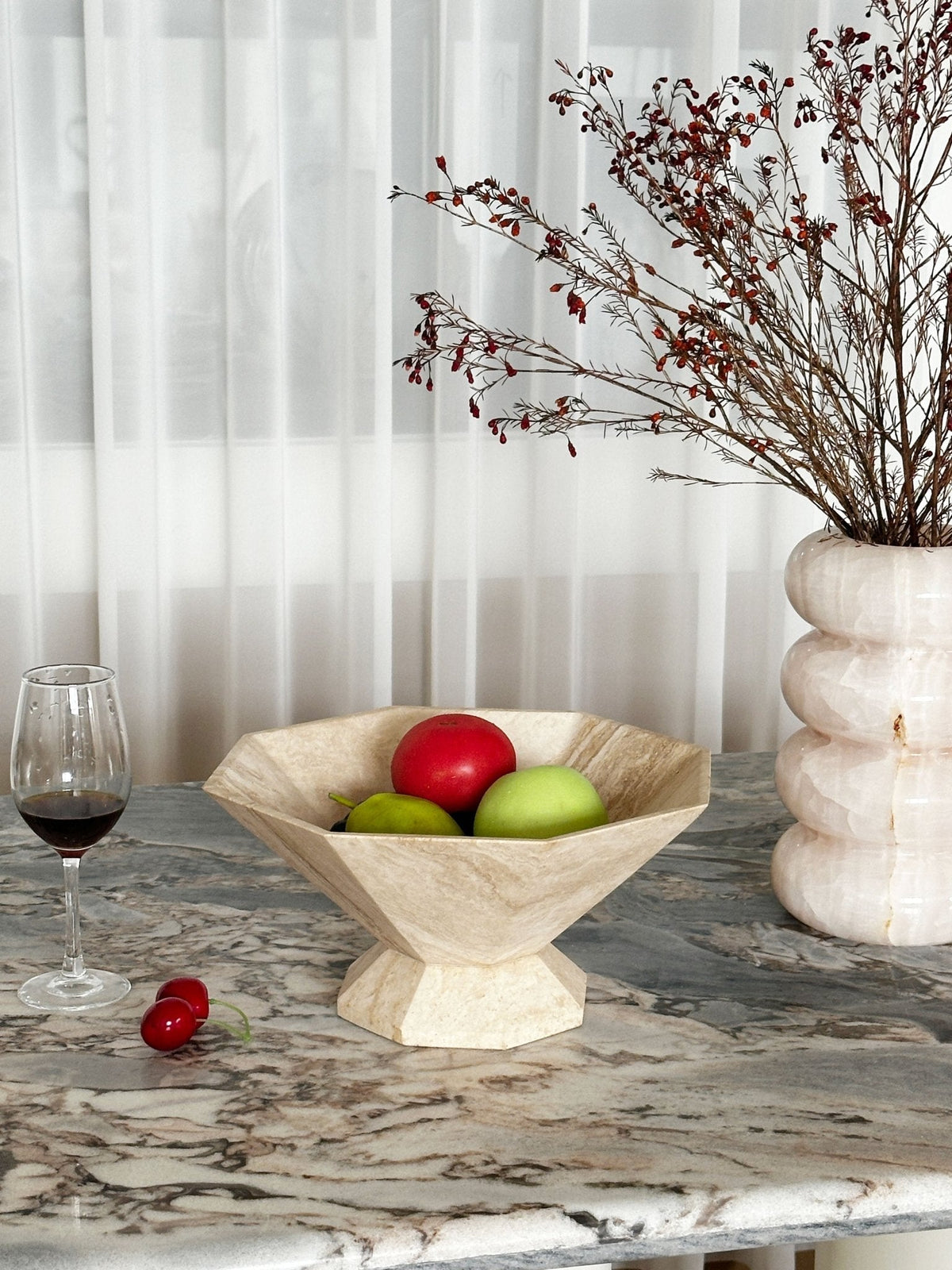 Selinel Facet mármol Pedestal Bowl