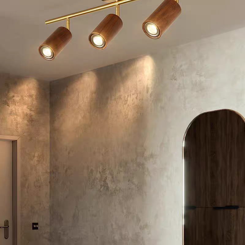 Elvarena Lámpara de riel LED de madera