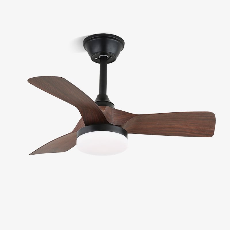 Elvelira ventilador de techo con luz minimalista negro madera