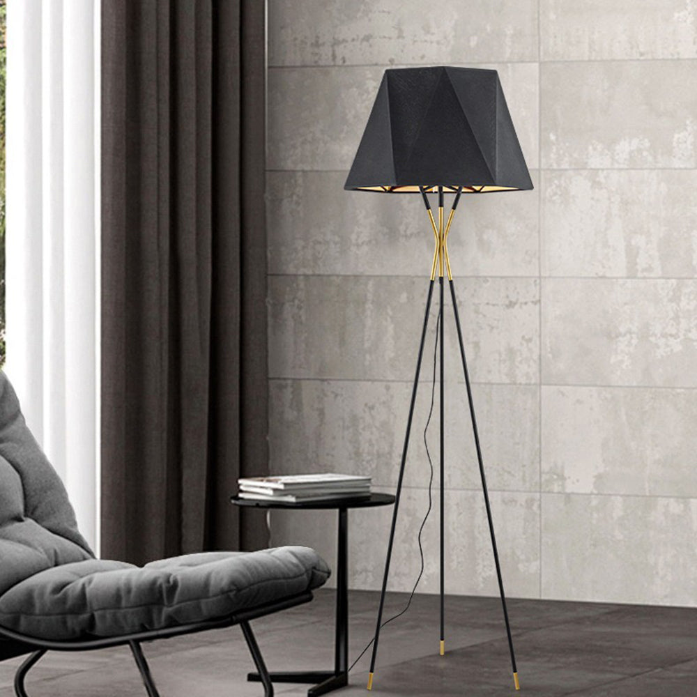 Mira Moderna Minimalista Metal/Tela Lámpara de Pie Negra