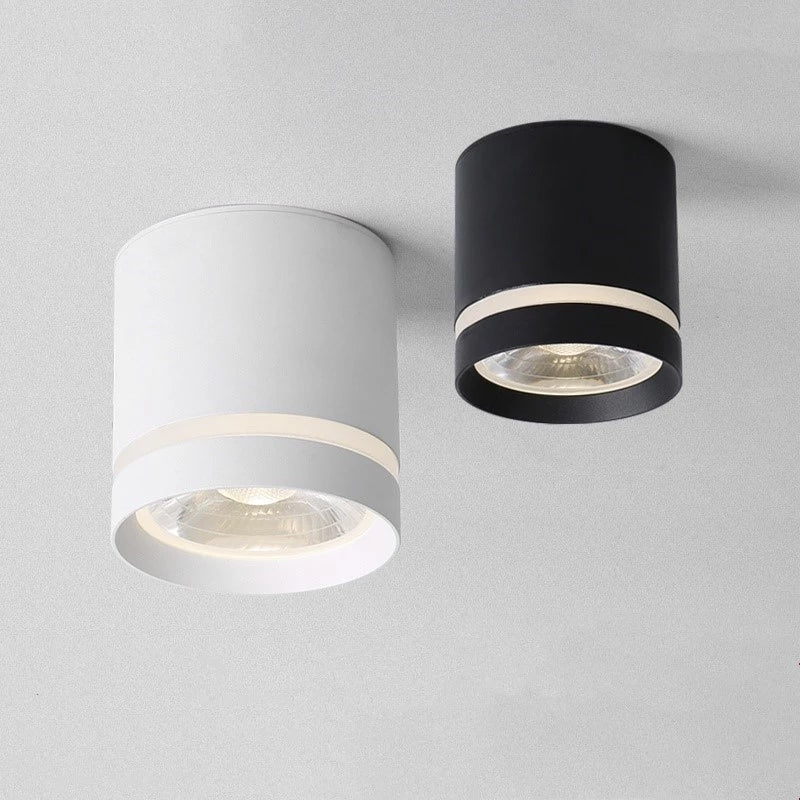 Arisha Minimalista Foco Cilíndrica Metal LED Lámpara de Techo Blanca/Negro