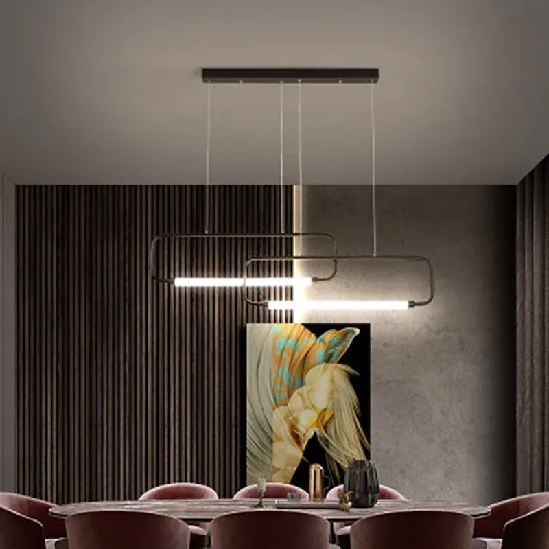 Arisha Moderna Rectangular Metal Lámpara Colgante, Negra/Dorada