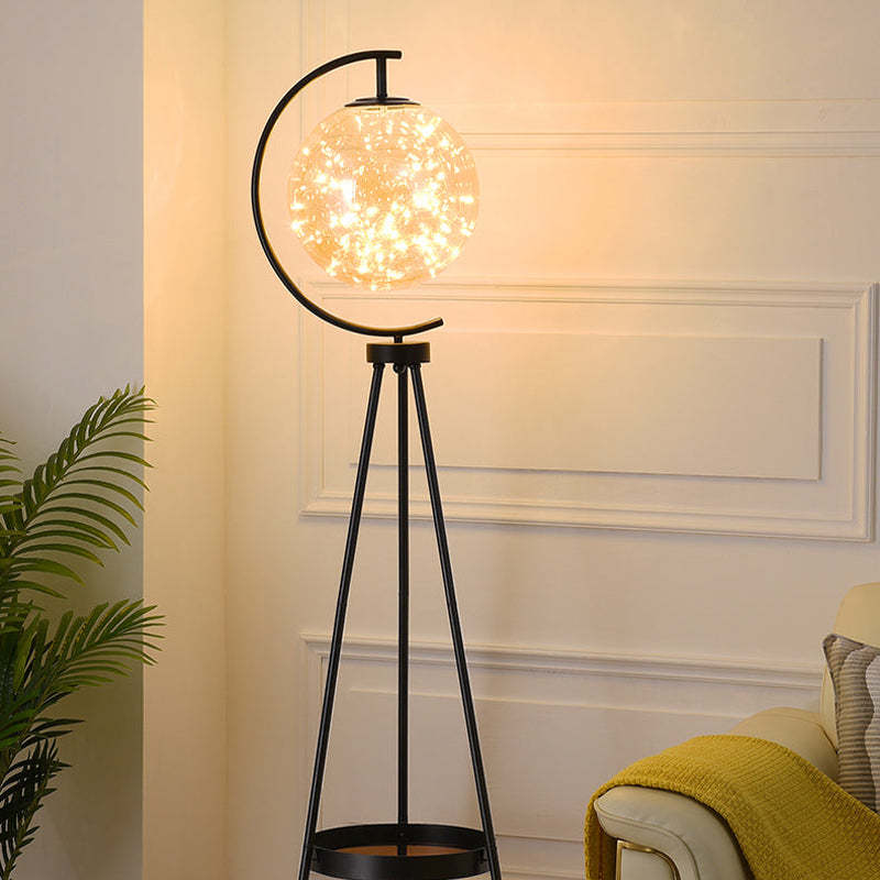 Mira Moderna Redonda Metal/Vidrio LED Lámpara de Pie Dorada/Negra