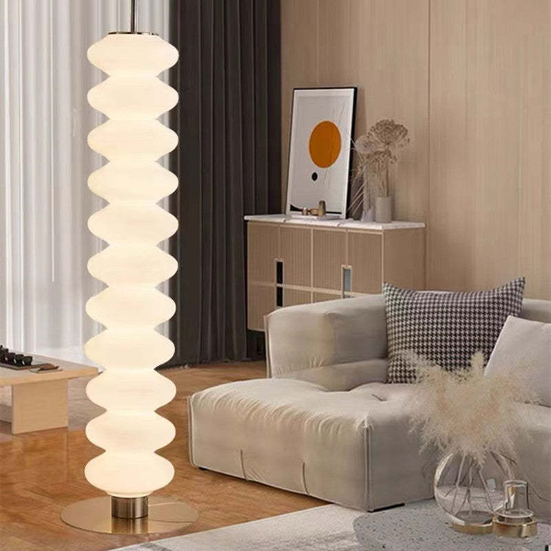 Mira Moderna Diseño Metal/Vidrio LED Lámpara de Pie Blanca