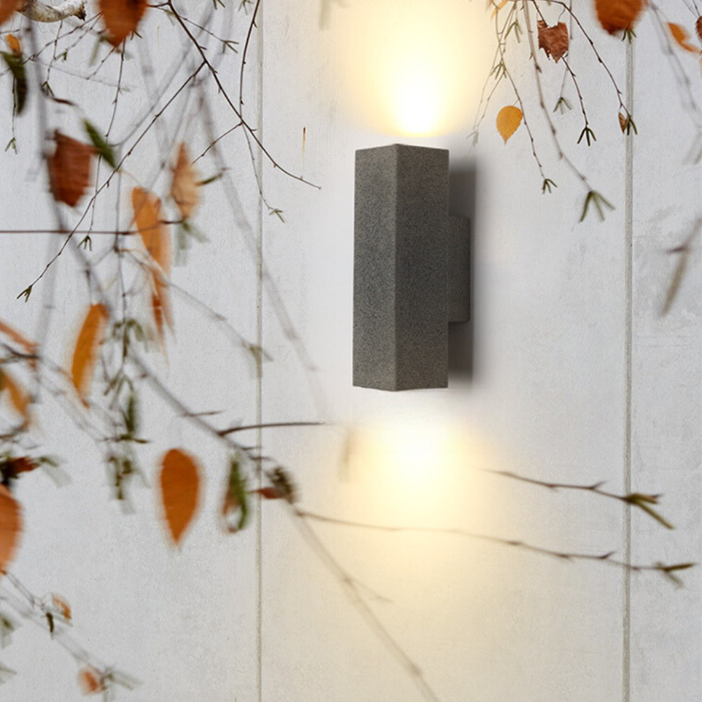 Ray Minimalista Rectangular Cemento Aplique de Pared Exterior Blanco