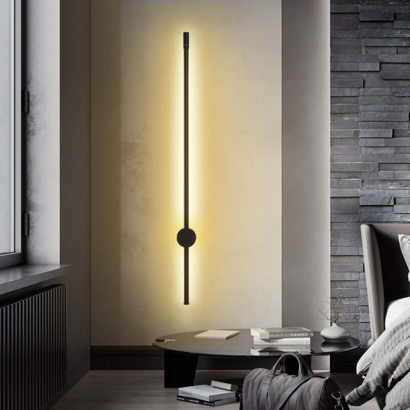 Arisha Minimalita Lineal Metal LED Aplique de Pared Negro