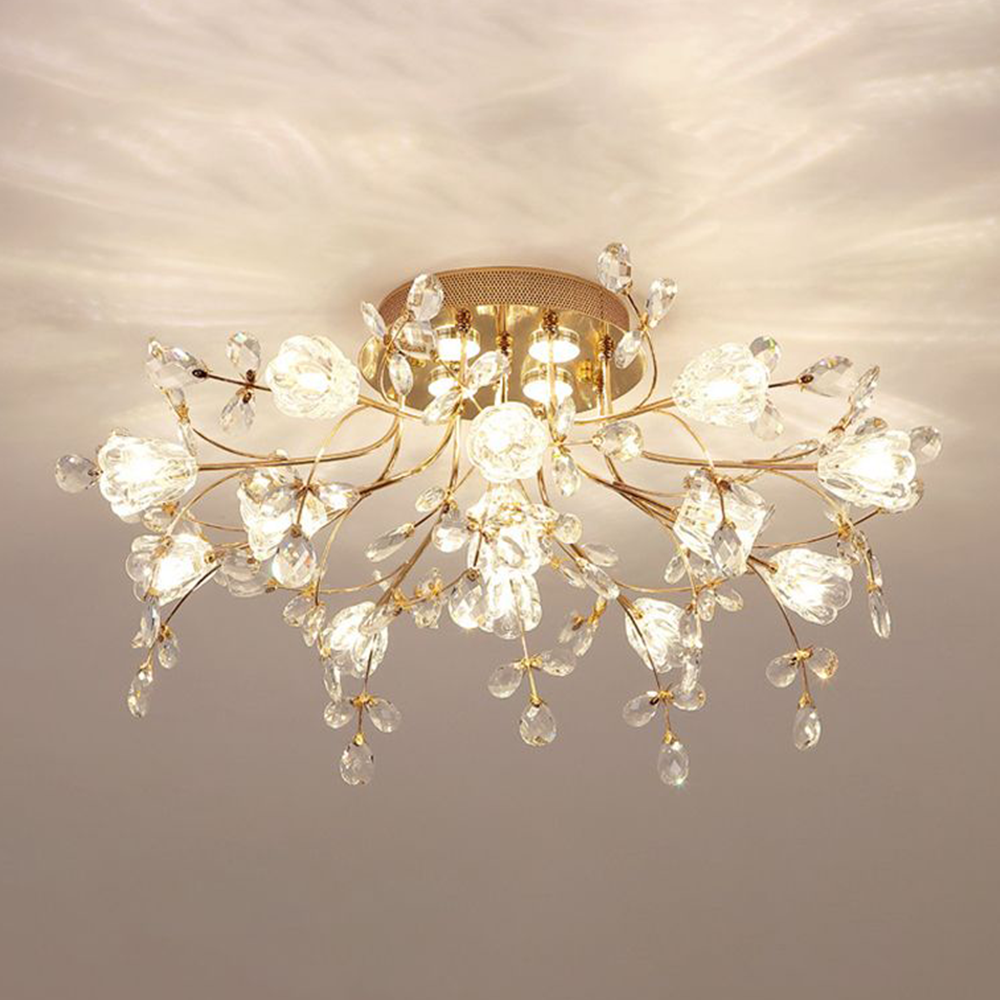 Arisha Moderna Decorativa Metal/Vidrio Lámpara de Techo Dorada