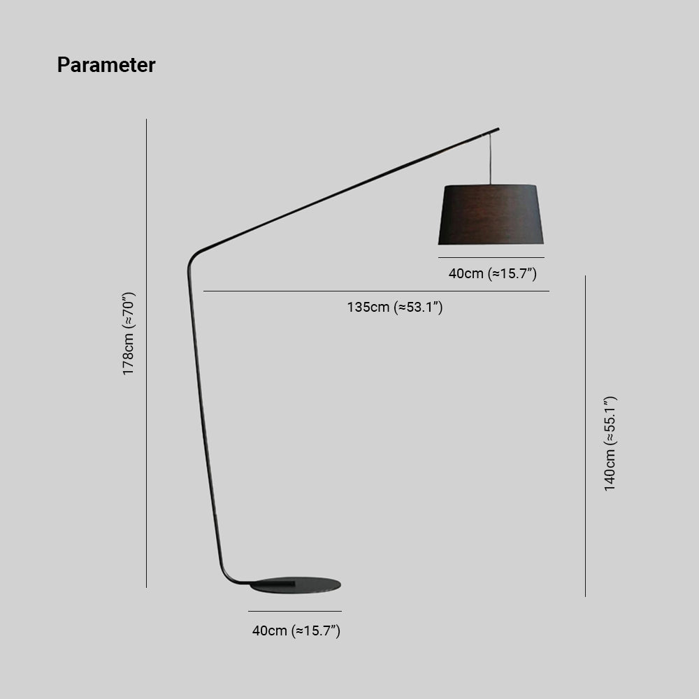 Mira Moderna Minimalista Metal/Tela Lámpara de Pie Negra