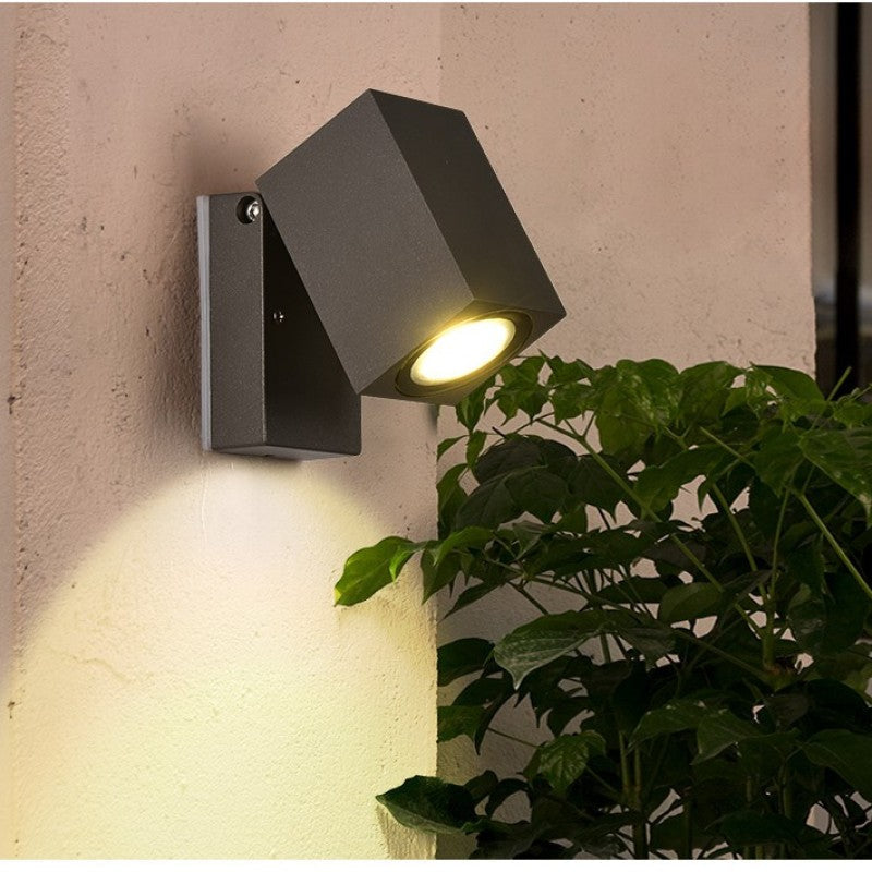 Ray Minimalista Foco Rectangular Metal  Aplique de Pared Exterior Negro