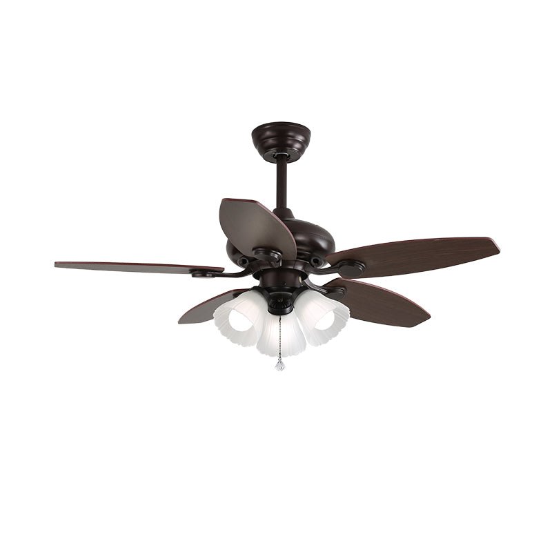 Elvael ventilador de techo con luz clásico de madera y vidrio