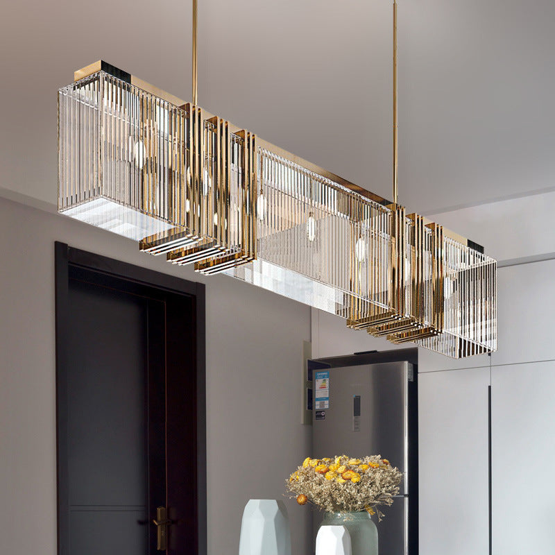 Arisha Moderna Rectangular Metal Lámpara Colgante Luja Dorado