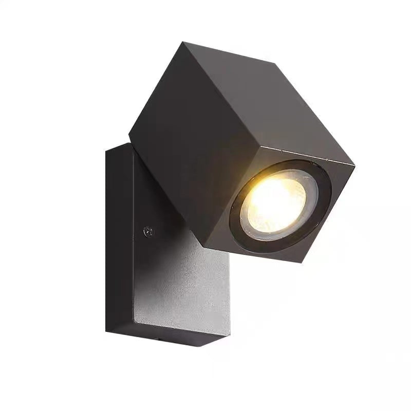 Ray Minimalista Foco Rectangular Metal  Aplique de Pared Exterior Negro